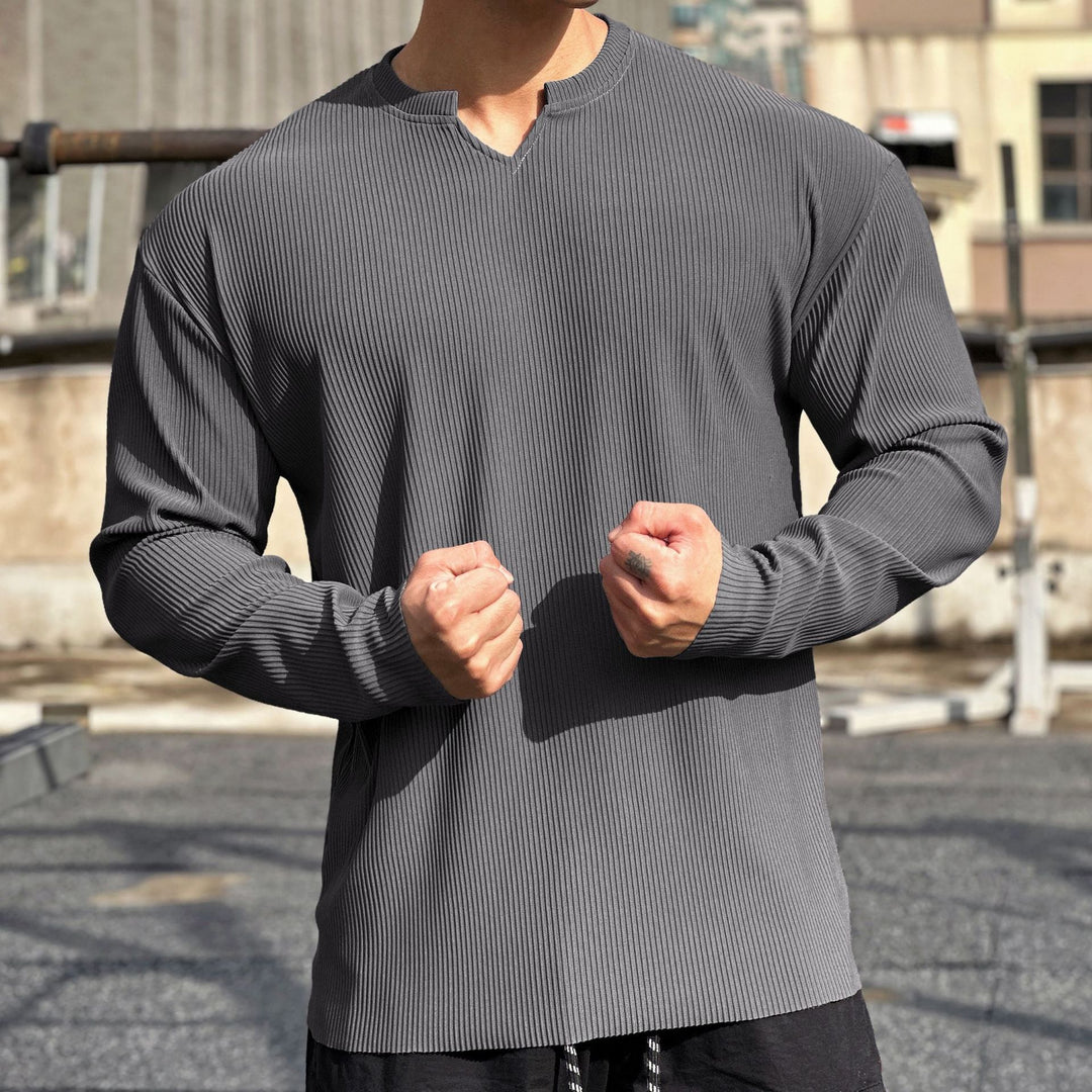 Men's long sleeve top with an innovative rib design and a trendy high collar Lune London