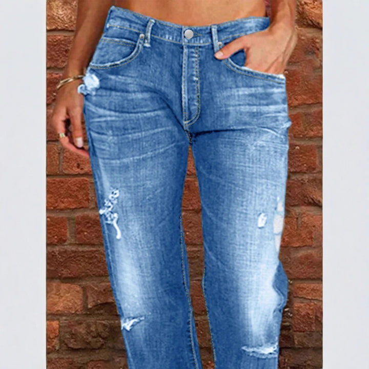 Women's casual loose denim pants in baggy style with distressed rips Amarae