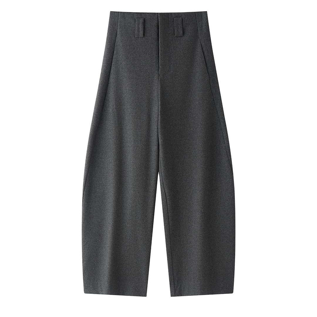 Women's high-waisted wool blend palazzo pants with wide leg and crease Amarae