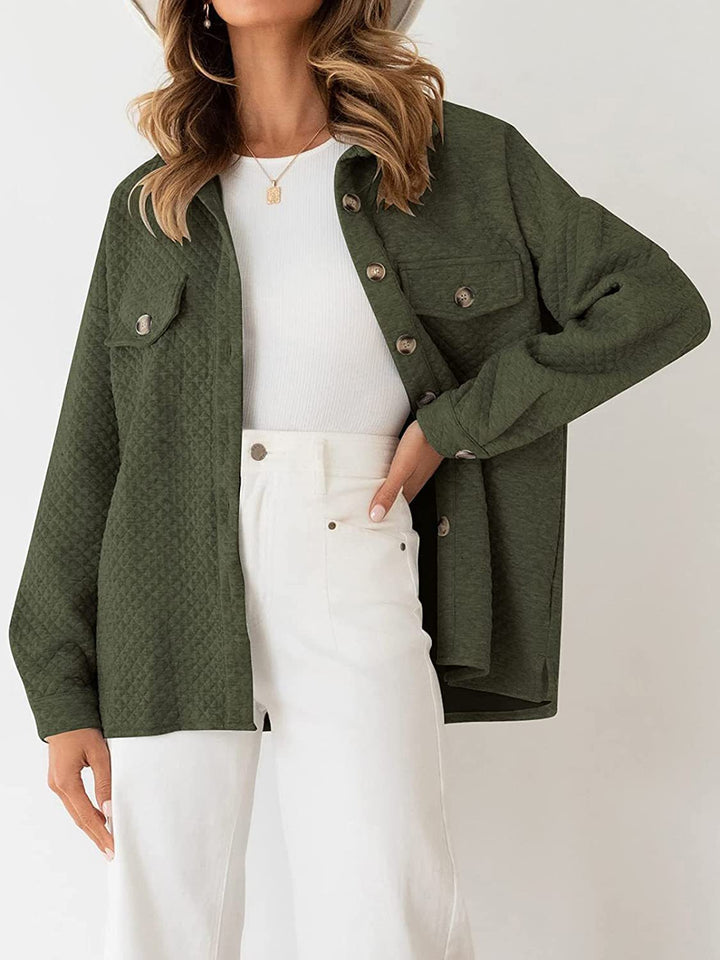 Oversized women's shirt jacket lined in structured design with applied pockets Lune London
