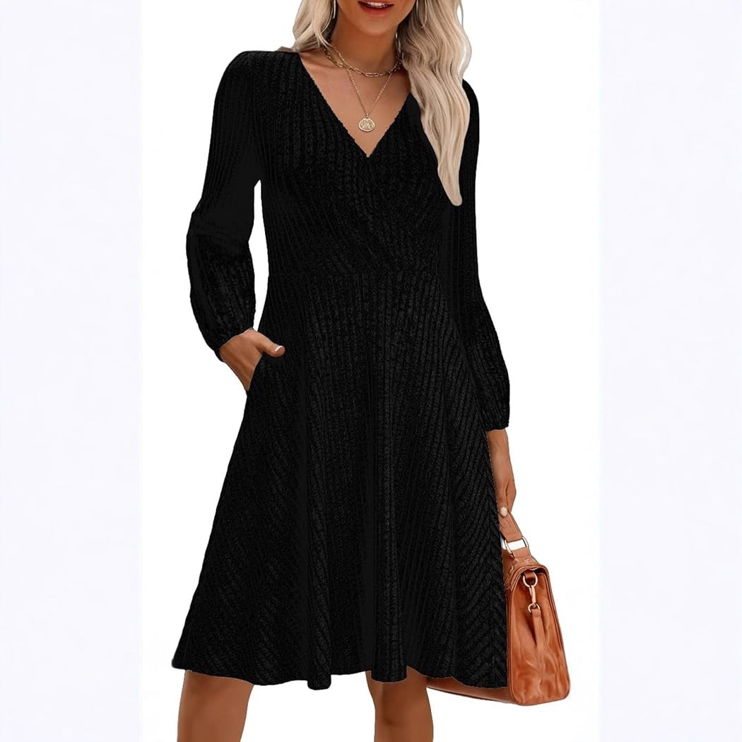Robe mini en viscose élégante pour femmes avec un haut structuré et des manches volumineuses Chic & Stil
