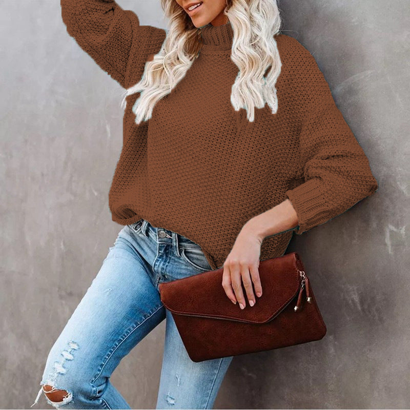 Pull en tricot épais pour femme avec col roulé et coupe décontractée Chic & Stil