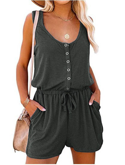 Women's jumpsuit with buttoned neckline and practical pockets Lune London