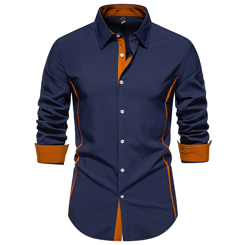 Men's Long-Sleeve Shirt with Contrast Stitching and Modern Cut Lune London