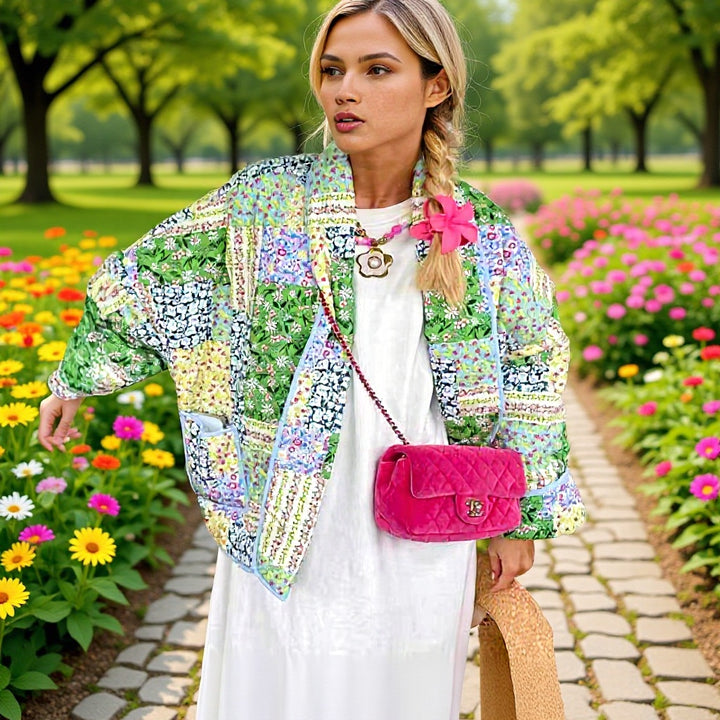 Veste kimono en patchwork pour femmes au design romantique avec poches pratiques Chic & Stil