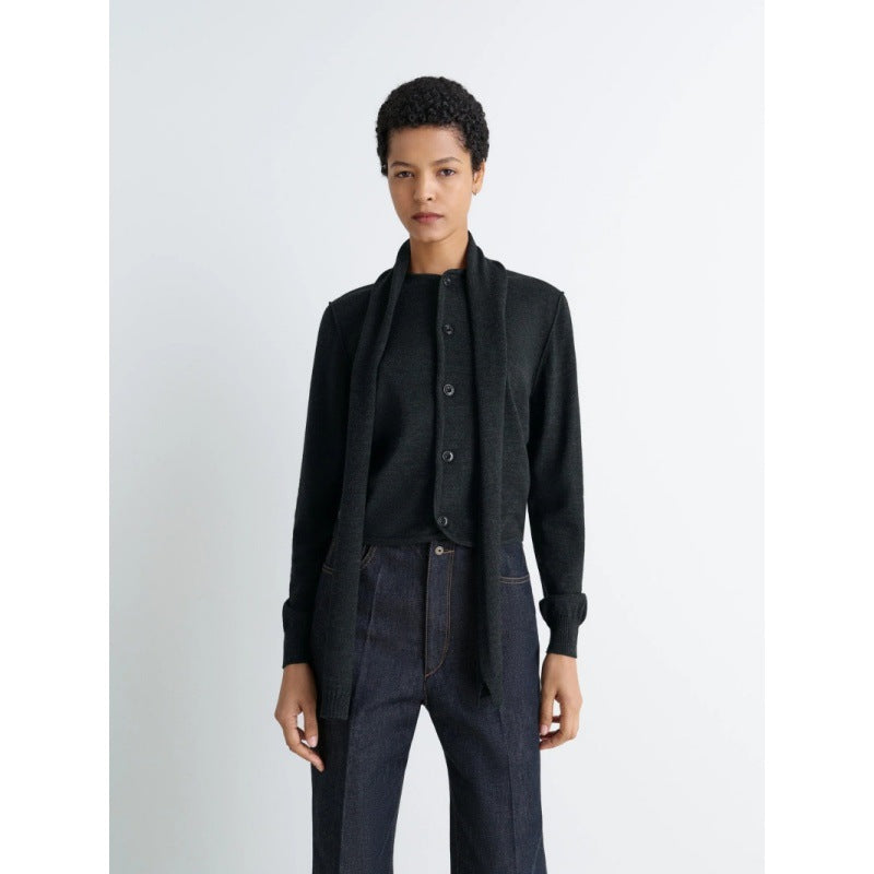 Elegant knitted coat for women with scarf Lune London