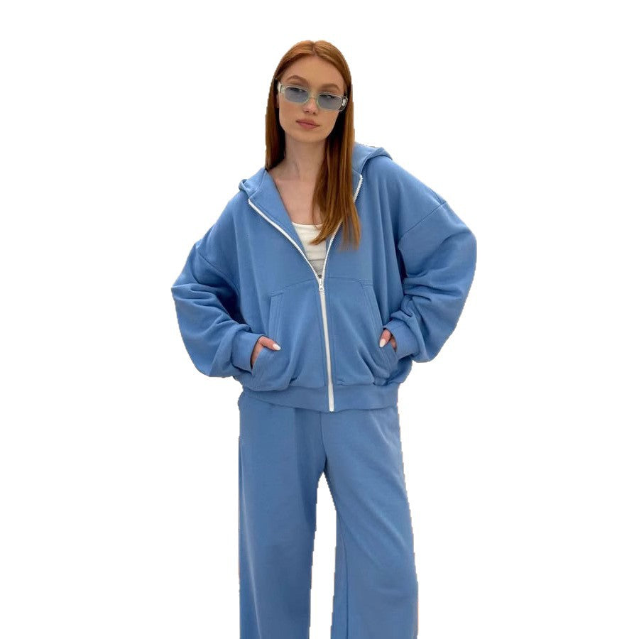 Ladies Comfortable Oversized Casual Set with Hood and Zipper Lune London