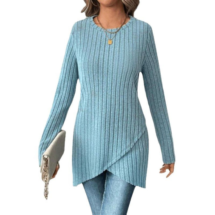 Chemisier tunique à manches longues pour femmes avec design enveloppant raffiné Chic & Stil