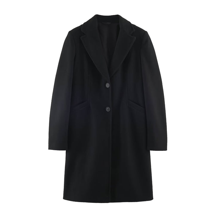 Women's Tailored Wool Look Coat with Notched Lapels and Welt Pockets Amarae