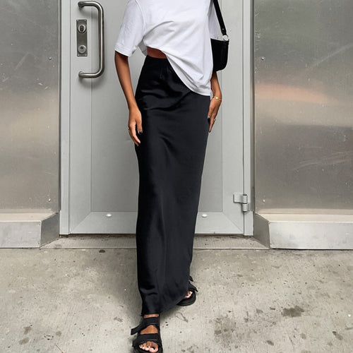 Chic Long Floor-Length Satin Maxi Skirt for Women and Style
