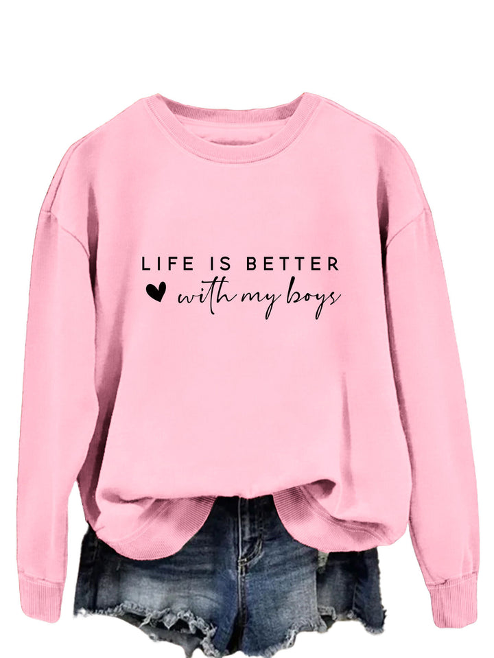 Pull femme confortable à col rond avec impression inspirante Chic & Stil