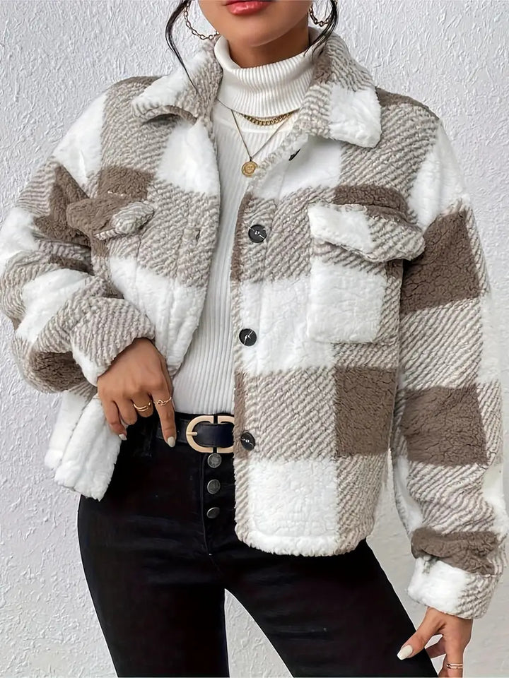 Ladies Cozy Checked Stylish Jacket