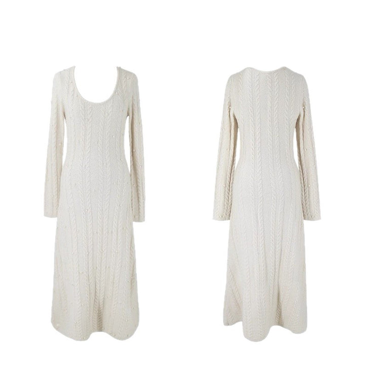 Robe en tricot pour femmes avec design en cable et embellissement en perles Chic & Stil