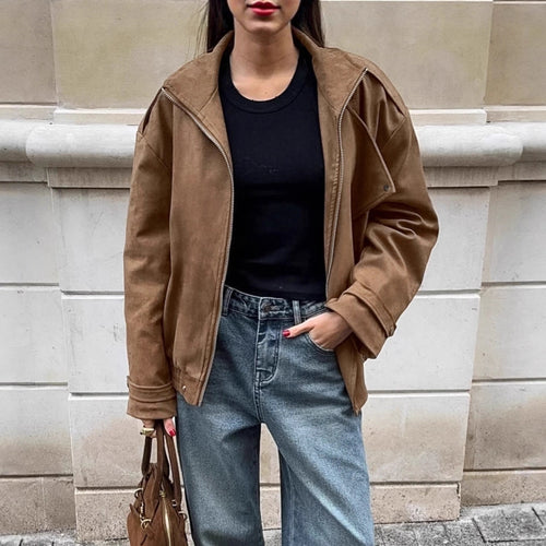 Amarae Soft Suede Casual Oversized Jacket for Women
