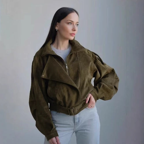 Suede jacket for women with a loose fit and fitted design Amarae