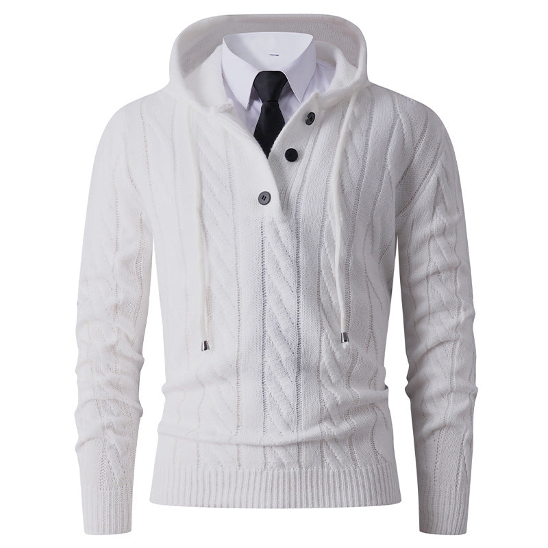 Men's knitted hoodie jacket with modern twisted pattern Lune London