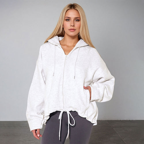 Sweat à capuche surdimensionné pour femmes avec cordon de serrage et poches latérales Chic & Stil