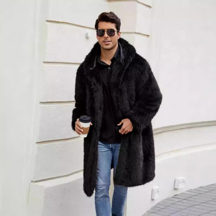 Luxurious faux fur coat for men with hood Lune London
