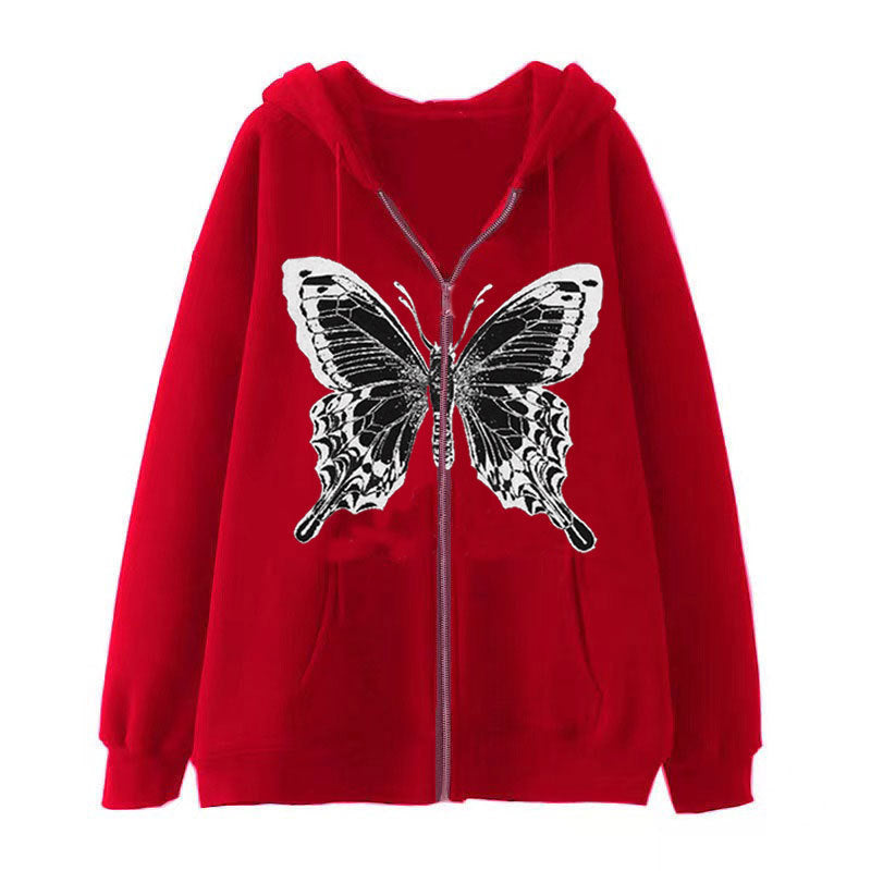 Women's zip hoodie with striking butterfly motif Lune London