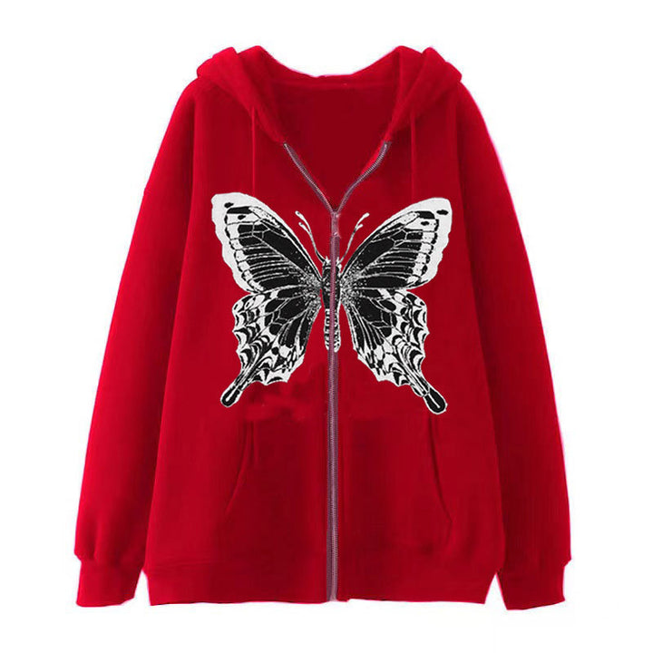 Women's zip hoodie with striking butterfly motif Lune London