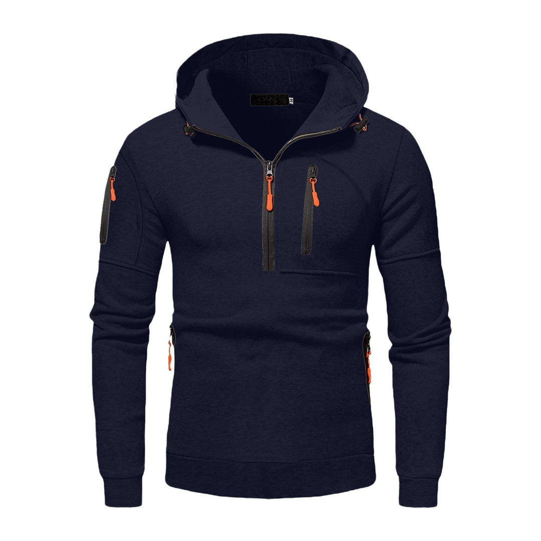 Functional hooded jacket for men with innovative 1/2 zip Lune London