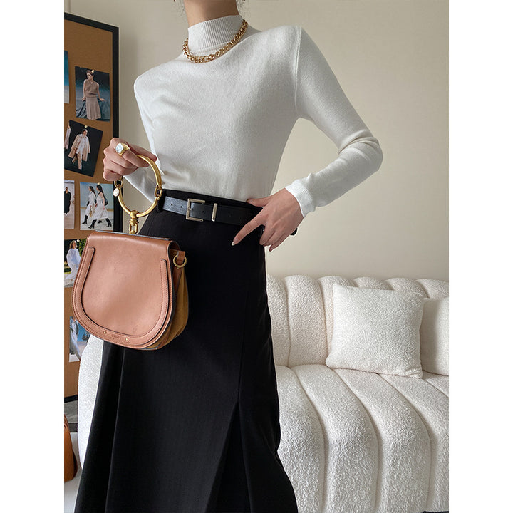 Women's fine knit top with high collar Chic & Stil