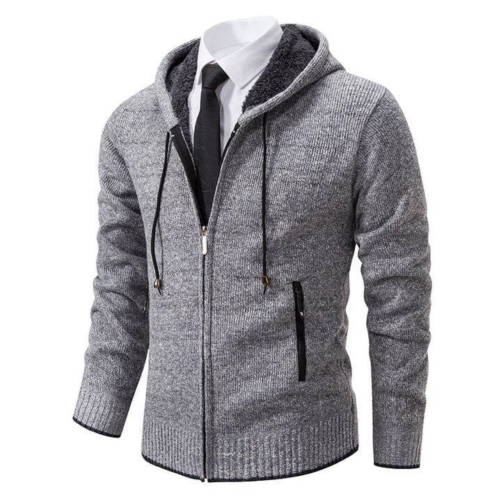 Men's knitted jacket with hood and soft inner lining Lune London