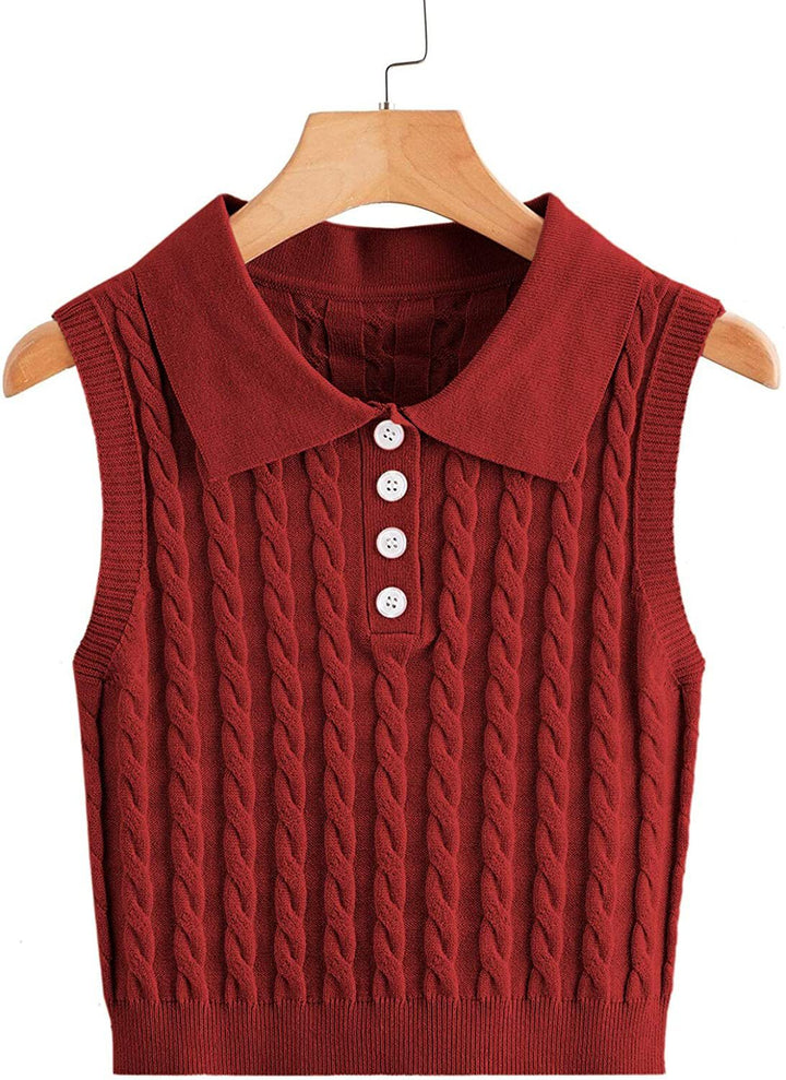 Women knitted tank top with Amarae collar