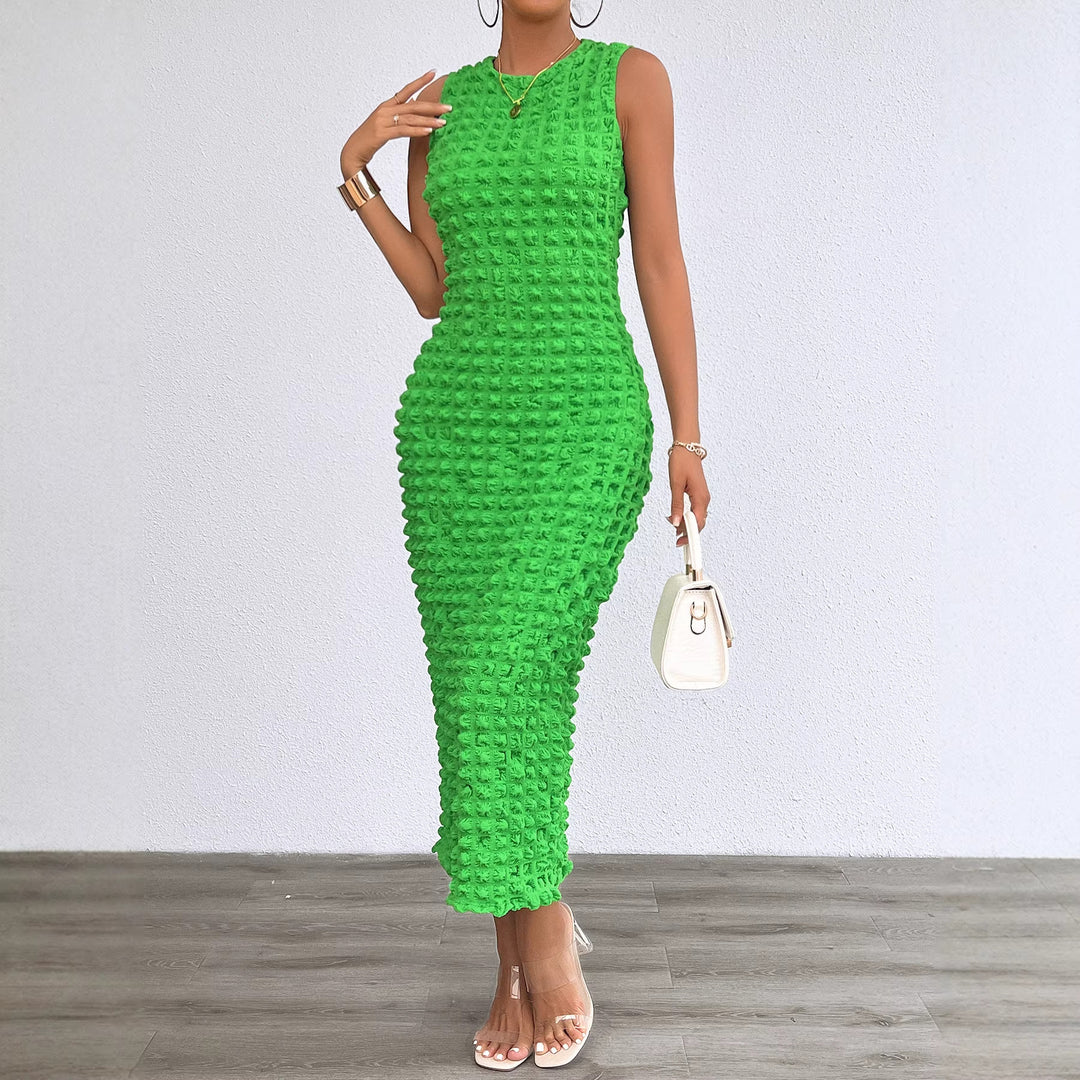 Women's midi dress with textured outer material and figure-hugging cut Lune London