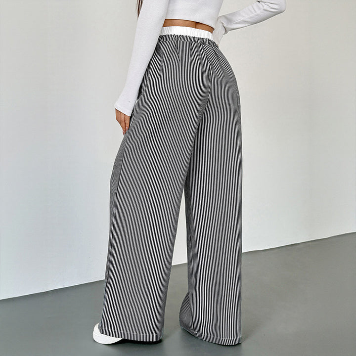 Wide striped pants for women with drawstring belt Lune London