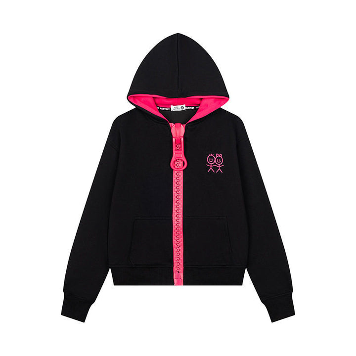 Women's Hoodie Sweat Jacket with Oversized Zipper and Minimalist Embroidery Amarae