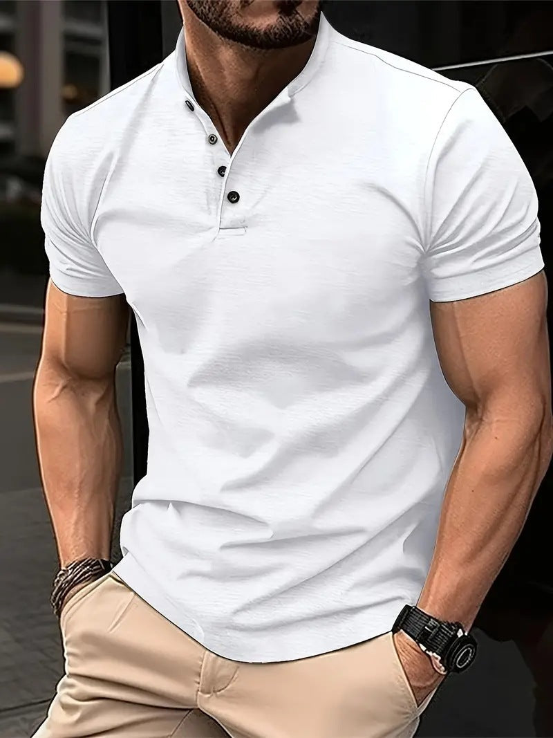 Men's Polo Shirt with Button Placket and Short Sleeves Lune London