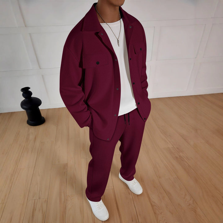 Casual set for men consisting of a striped coat and comfortable jogging pants Lune London