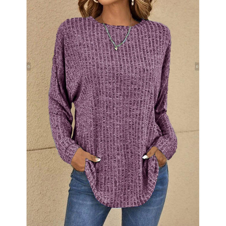 Women's Oversized Structured Knit Sweater with Round Neck and Pockets Amarae