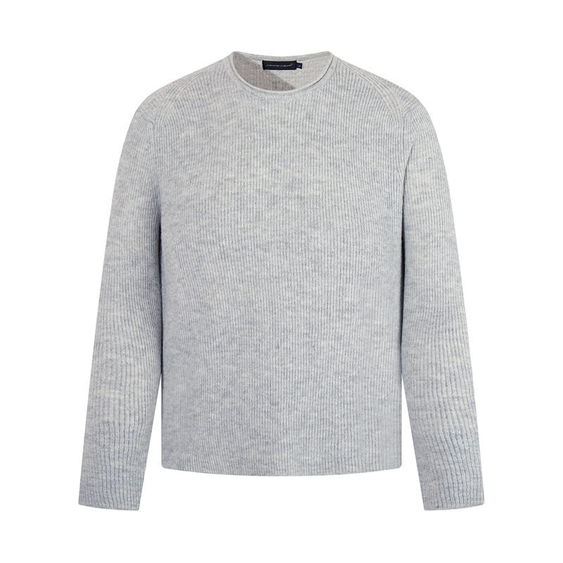 Men's fine-knit round neck sweater with ribbed structure and raglan sleeves Amarae