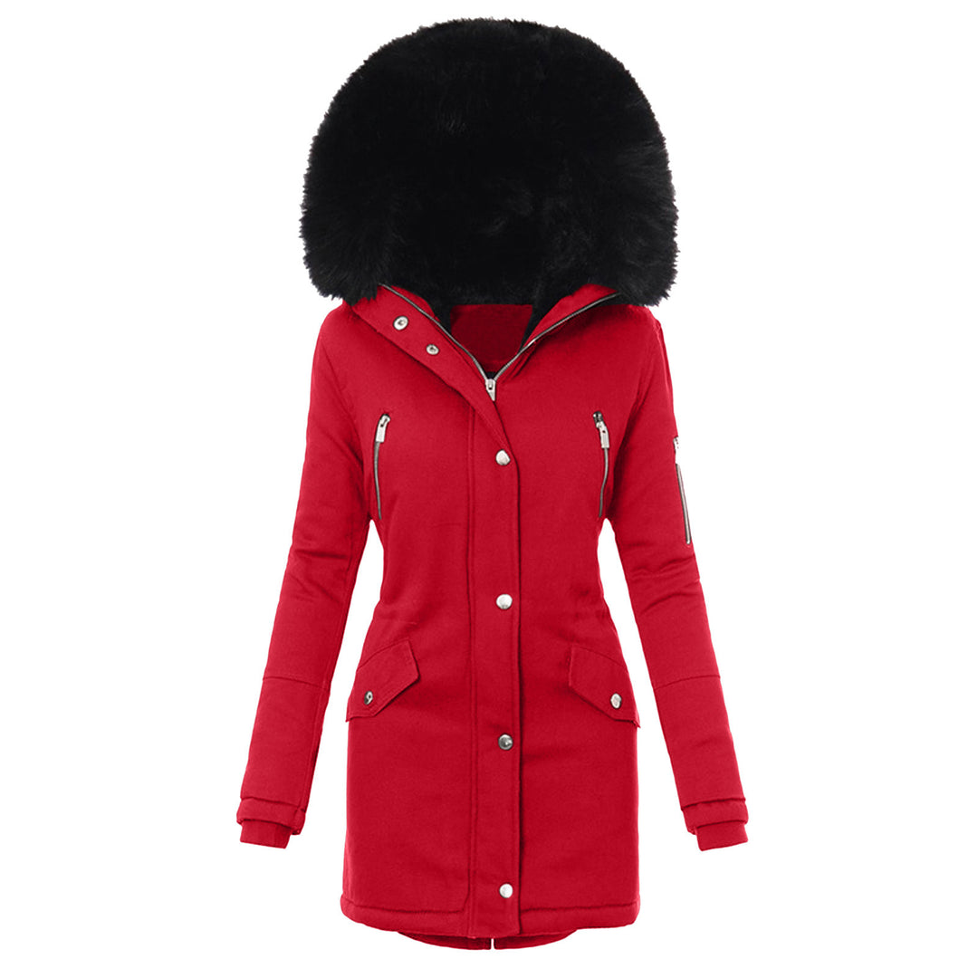 Ladies winter parka with removable faux fur collar and practical zip pockets Lune Londonl