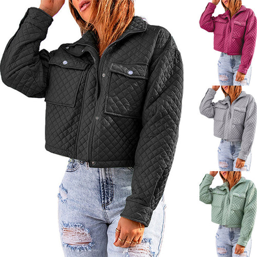Chic and Stil Women's Short Quilted Jacket with Pockets