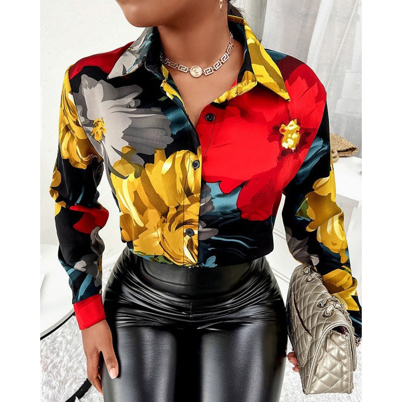 Ladies' shirt in elegant animal print with contrasting patterns Amarae