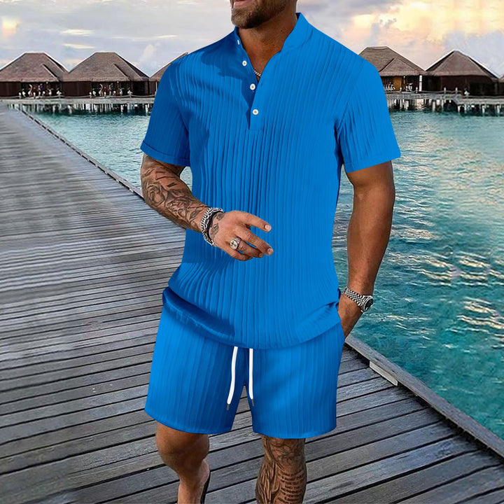 Men Pleated Leisure Two Piece Set Amarae