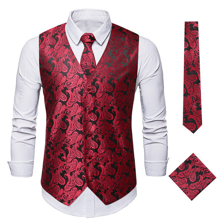 Men's Elegant Suit Vest with Stylish Paisley Pattern and Matching Accessories Lune London