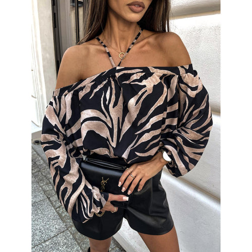 Off-the-shoulder blouse for women with leopard print Amarae
