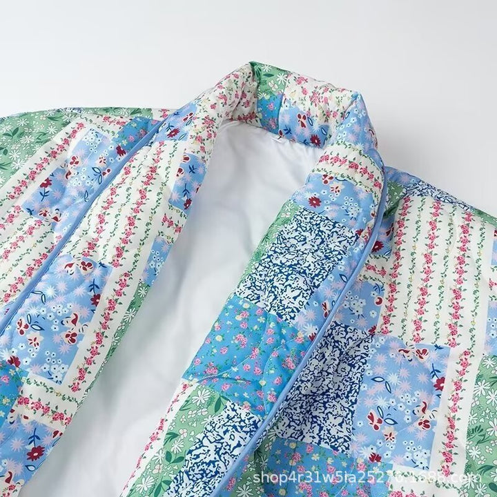 Ladies Padded Patchwork Quilted Jacket in Retro Vintage Style Amarae