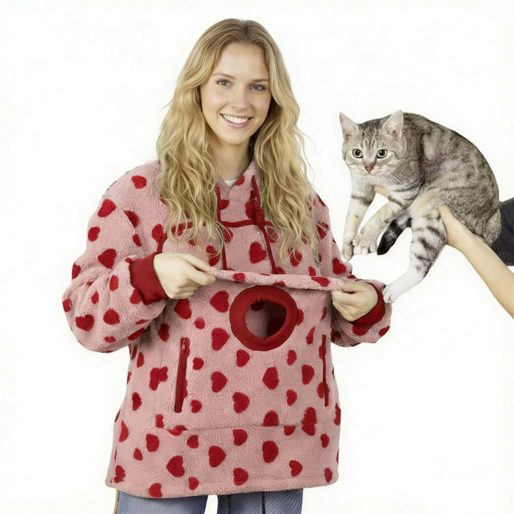 Women’s hoodie with integrated cat cave and extra soft fleece Amarae