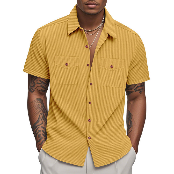Short sleeve shirt for men with a practical striped pattern and two chest pockets Amarae