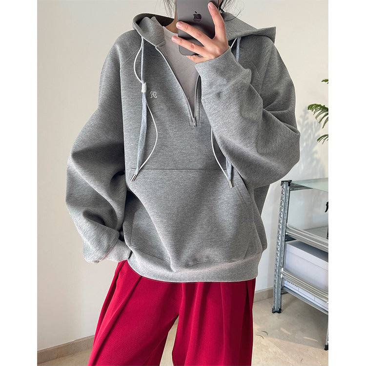 Women's Oversized Hoodie with Half Zip, Kangaroo Pocket and Relaxed Fit Amarae