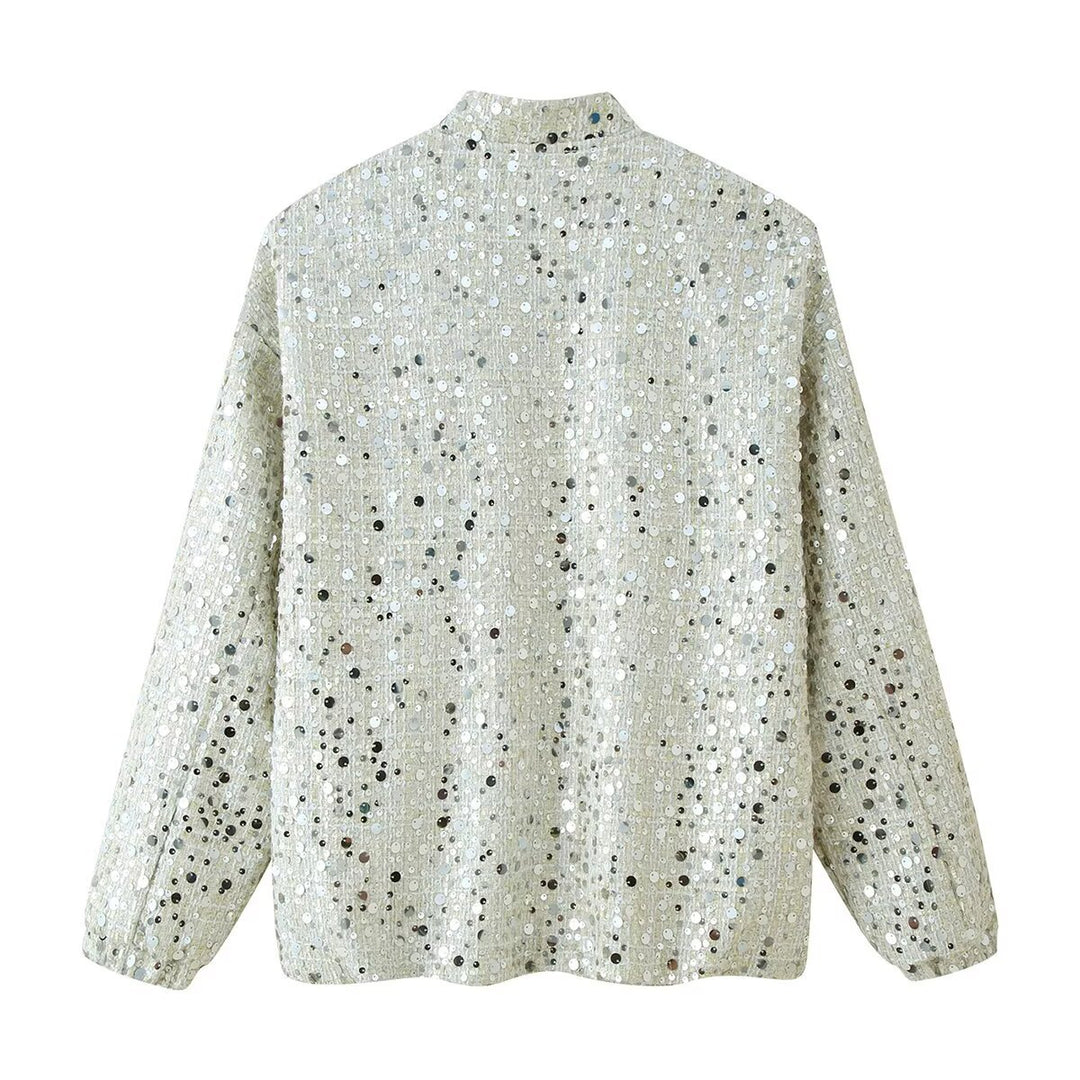 Shiny bomber jacket for women with sparkling sequins Lune London