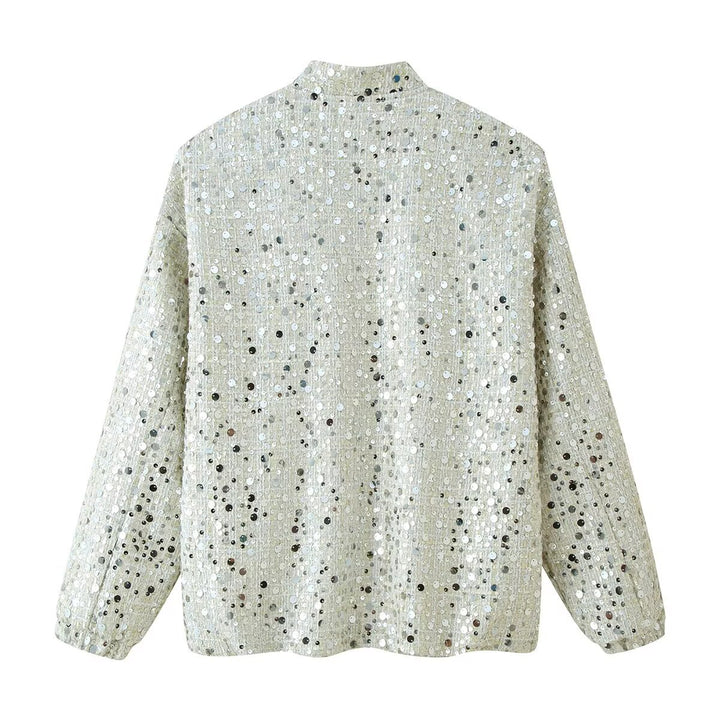 Shiny bomber jacket for women with sparkling sequins Lune London