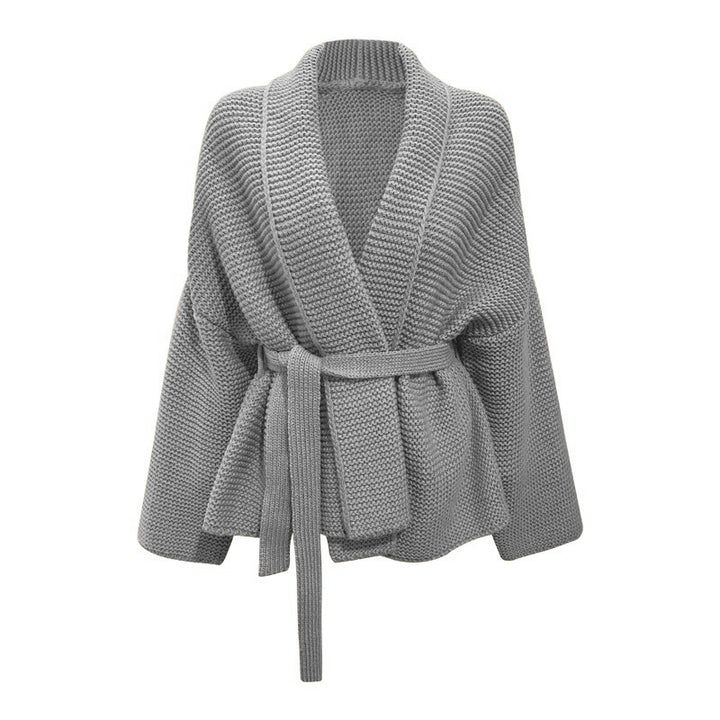 Thick knit jacket for women with wide belt and loose fit Lune London