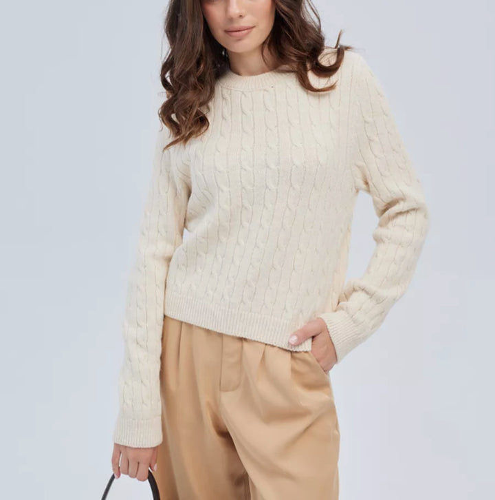 Ladies warm knitted sweater with cable knit pattern Lune London