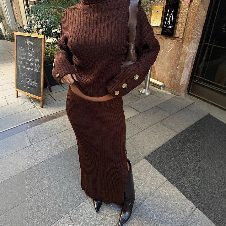 Lune London knitted pleated skirt and sweater set for women